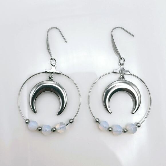 Crescent Moon Hoop Earrings - Picture 3 of 3